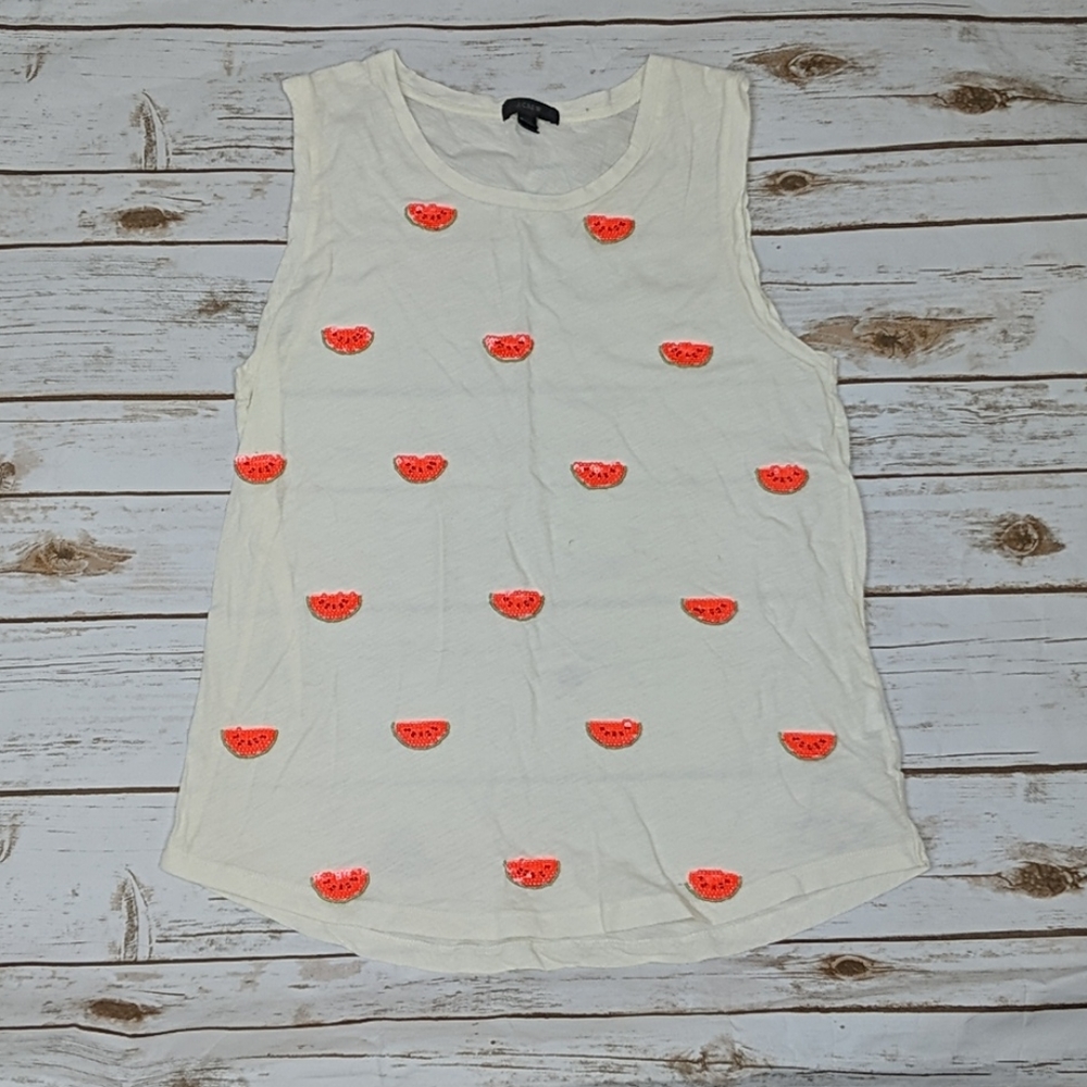 J.Crew Beaded Watermelon Tank Top Women's M